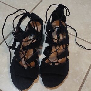 Steve Madden Black Lace-Up Strappy Heels